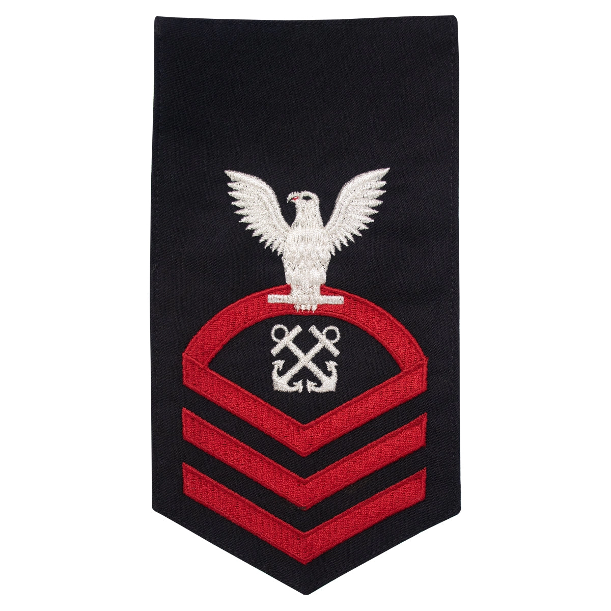 Picture of US Navy Rating Badges E7 Male Rating Boatswains Mate: Seaworthy Red On Blue