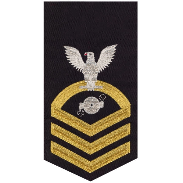 Picture of US Navy Rating Badges E7 Male Rating Boiler Technician: Seaworthy Gold On Blue