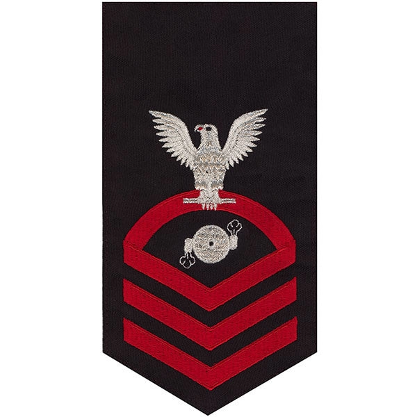 Picture of US Navy Rating Badges E7 Male Rating Boiler Technician: Seaworthy Red On Blue