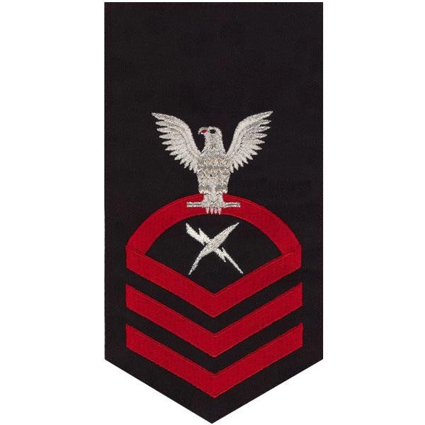 Picture of US Navy Rating Badges E7 Male Rating Cryptologic Technician: Seaworthy Red On Blue