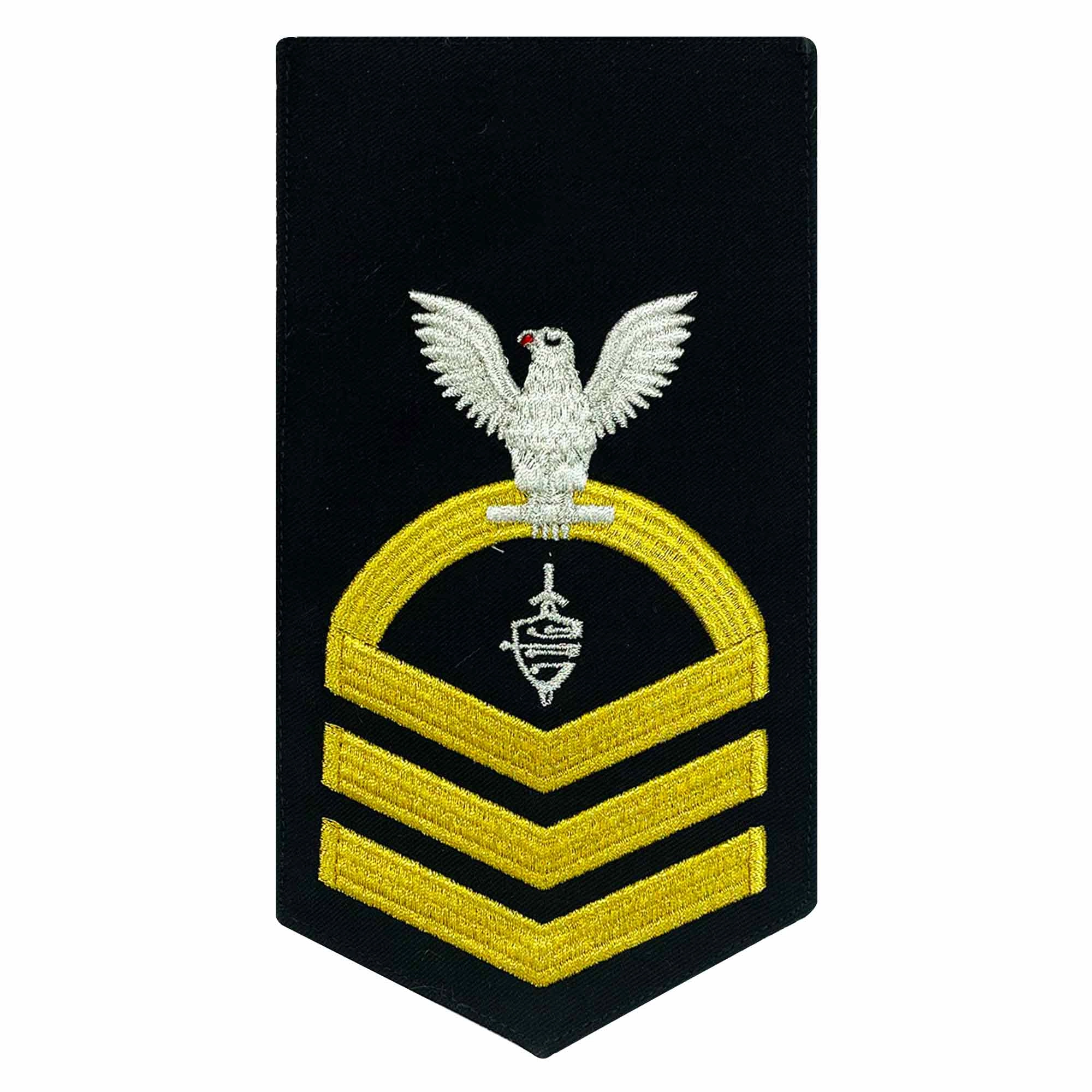 Picture of US Navy Rating Badges E7 Male Rating Cwt Cyber Warfare Technician: Seaworthy Gold On Blue