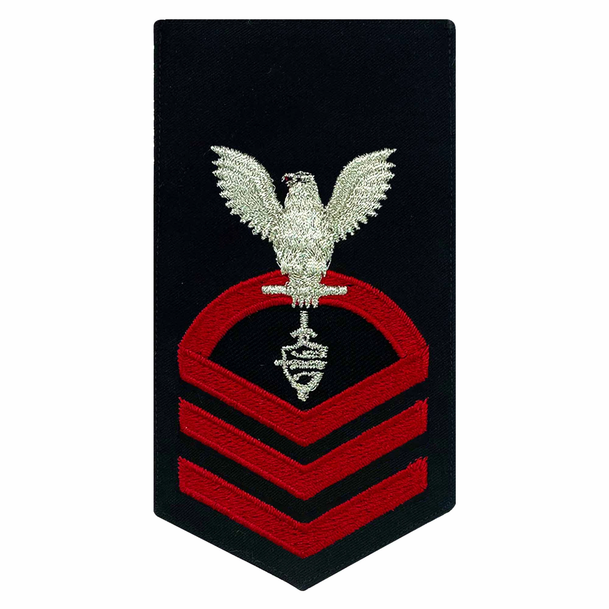 Picture of US Navy Rating Badges E7 Male Rating Cwt Cyber Warfare Technician- Seaworthy Red On Blue