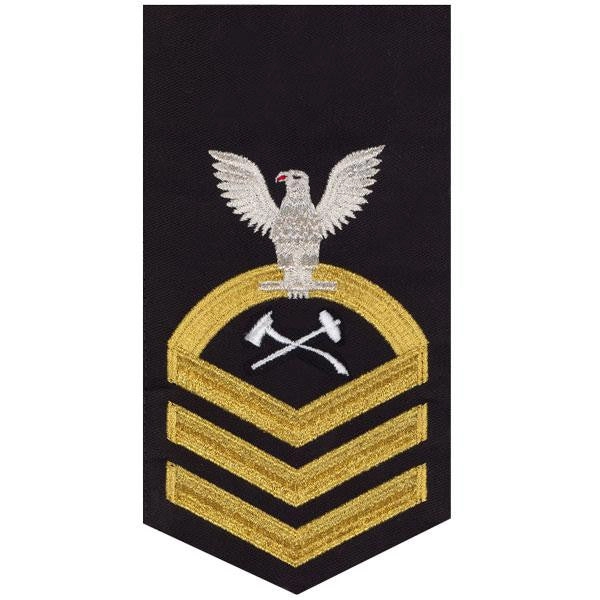 Picture of US Navy Rating Badges E7 Male Rating Damage Controlman: Seaworthy Gold On Blue