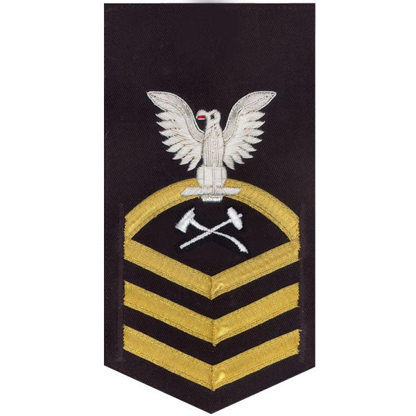Picture of US Navy Rating Badges E7 Male Rating Damage Controlman: Vanchief On Blue