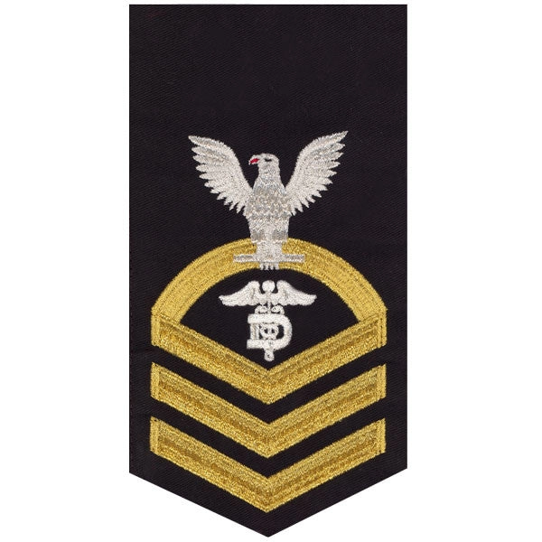Picture of US Navy Rating Badges E7 Male Rating Dental Technician: Seaworthy Gold On Blue