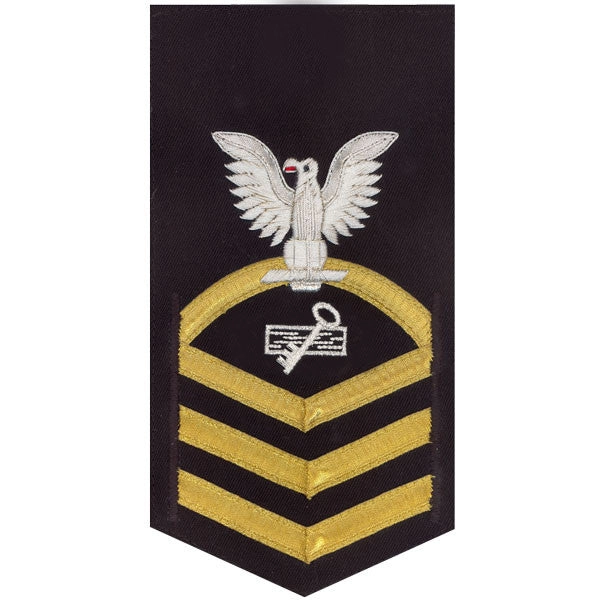 Picture of US Navy Rating Badges E7 Male Rating Disbursing Clerk: Vanchief On Blue