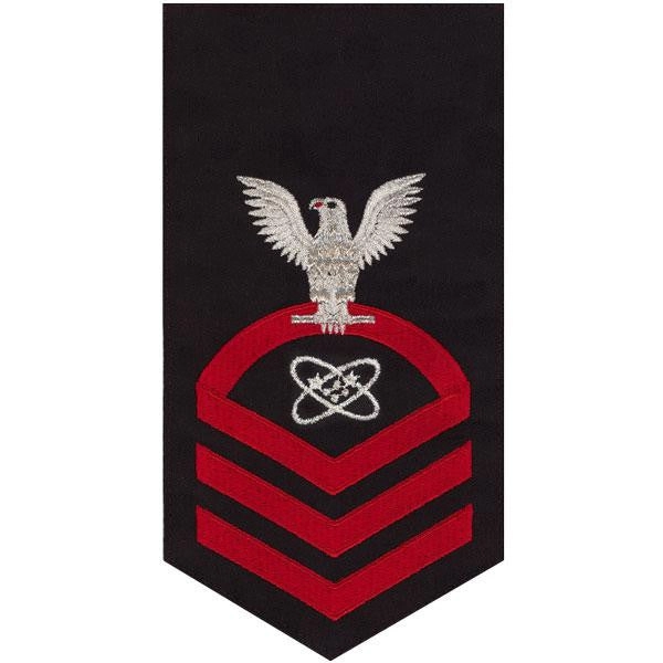 Picture of US Navy Rating Badges E7 Male Rating Electronics Technician: Seaworthy Red On Blue