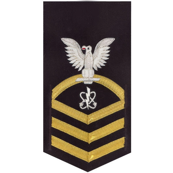 Picture of US Navy Rating Badges E7 Male Rating Electronics Warfare Technician: Vanchief On Blue