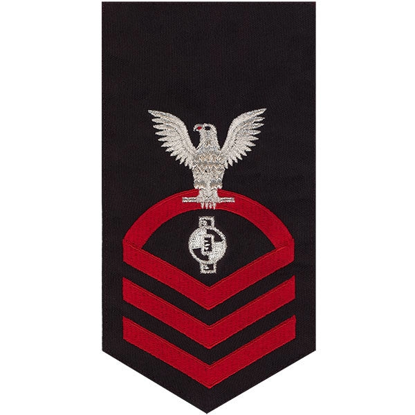 Picture of US Navy Rating Badges E7 Male Rating Engineering Aide: Seaworthy Red On Blue