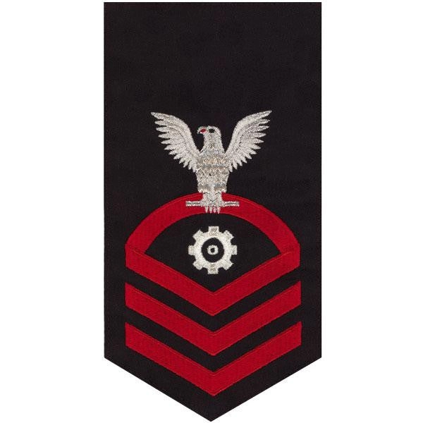 Picture of US Navy Rating Badges E7 Male Rating Engineman: Seaworthy Red On Blue