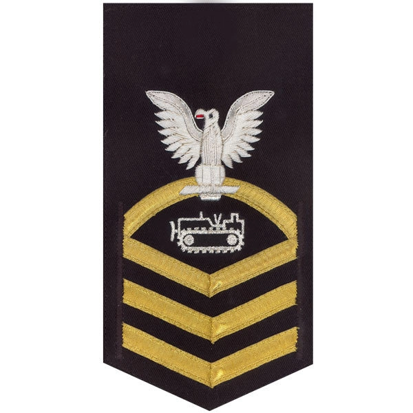 Picture of US Navy Rating Badges E7 Male Rating Equipment Operator: Vanchief On Blue
