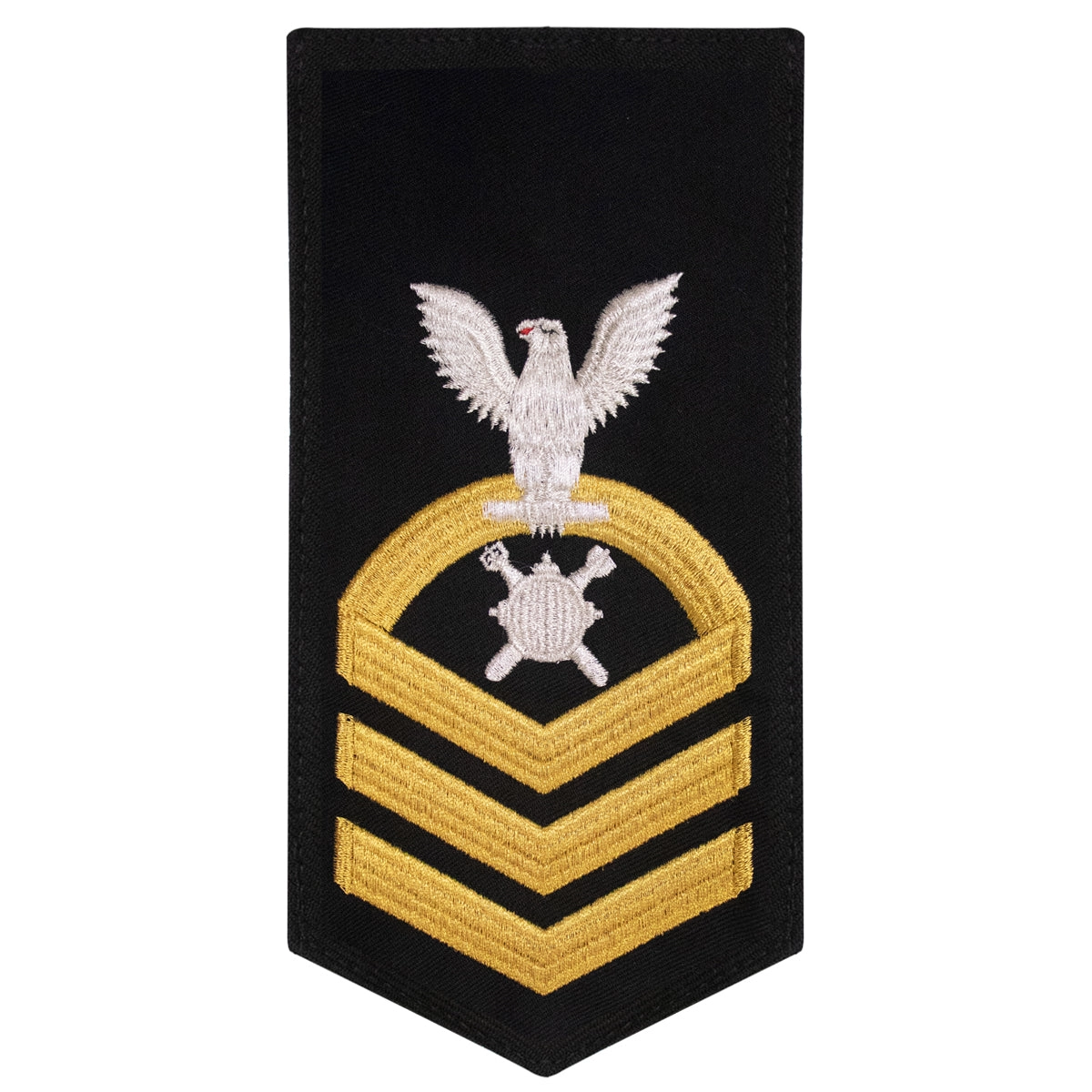 Picture of US Navy Rating Badges E7 Male Rating Explosive Ordnance Disposal: Seaworthy Gold On Blue
