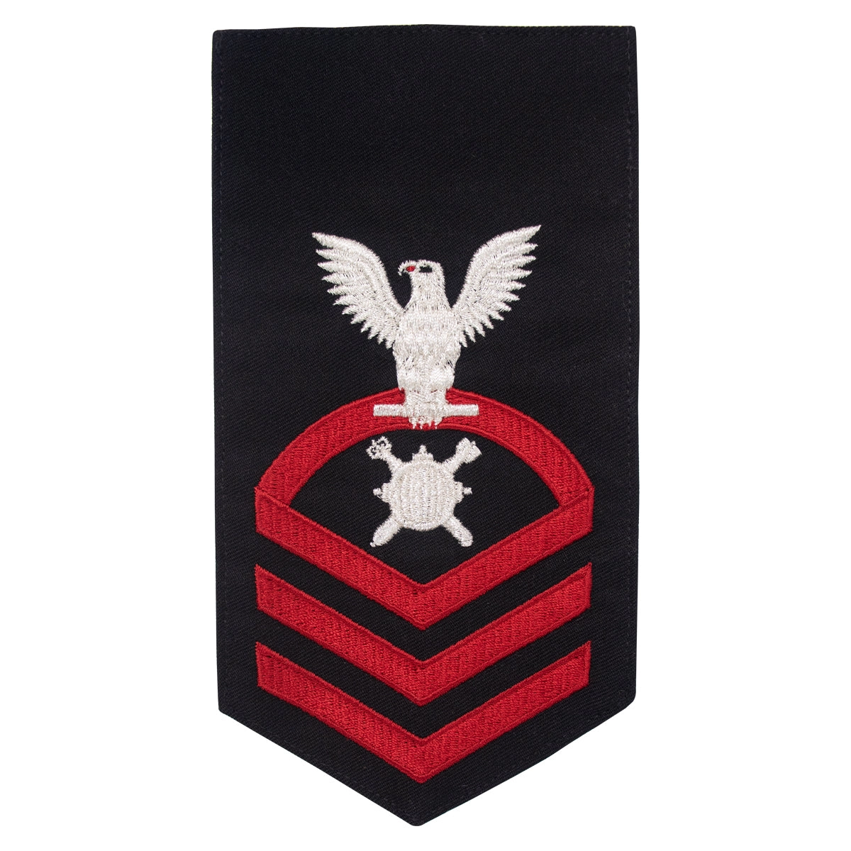 Picture of US Navy Rating Badges E7 Male Rating Explosive Ordnance Disposal: Seaworthy Red On Blue