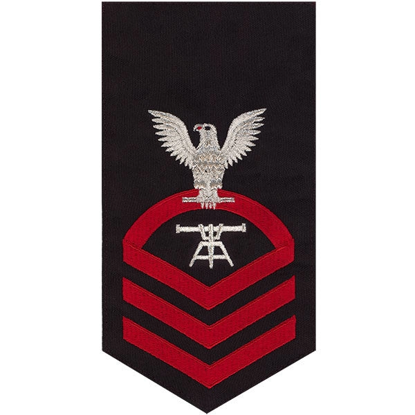 Picture of US Navy Rating Badges E7 Male Rating Fire Control Technician: Seaworthy Red On Blue