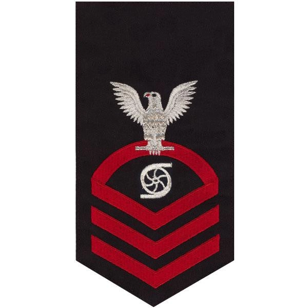 Picture of US Navy Rating Badges E7 Male Rating Gas Turbine System Technician: Seaworthy Red On Blue
