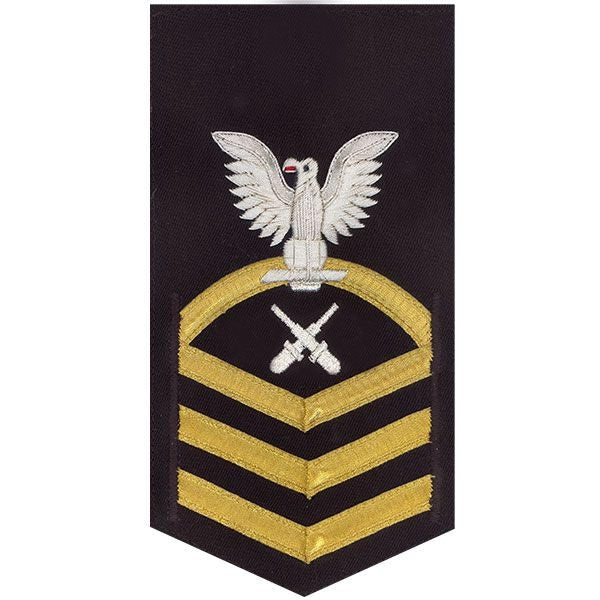 Picture of US Navy Rating Badges E7 Male Rating GunnerS Mate: Vanchief On Blue