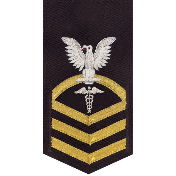 Picture of US Navy Rating Badges E7 Male Rating Hospital Corpsman: Vanchief On Blue