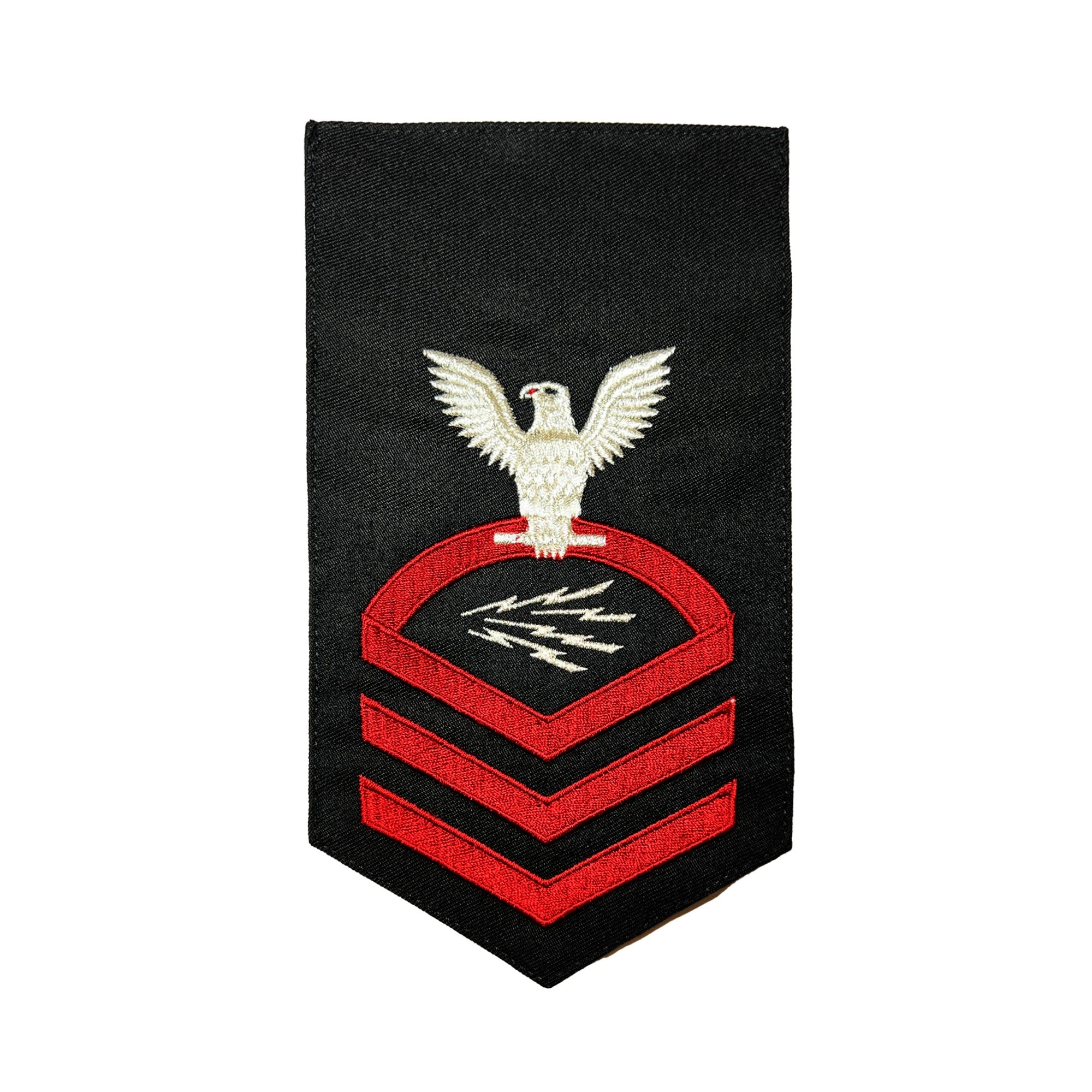 Picture of US Navy Rating Badges E7 Male Rating Information Technician Specialist: Seaworthy Red On Blue