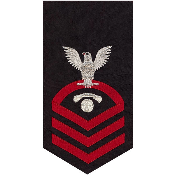 Picture of US Navy Rating Badges E7 Male Rating Interior Communications Electrician: Seaworthy Red On Blue