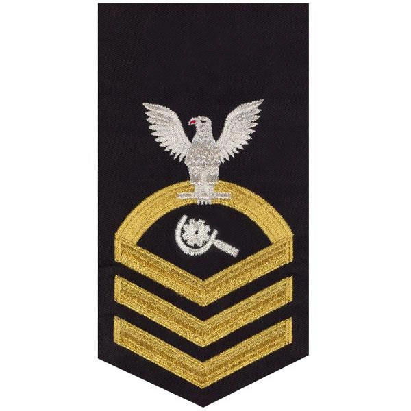 Picture of US Navy Rating Badges E7 Male Rating Machinery Repairman: Seaworthy Gold On Blue