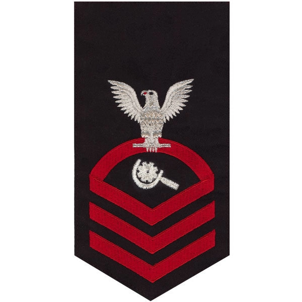 Picture of US Navy Rating Badges E7 Male Rating Machinery Repairman: Seaworthy Red On Blue