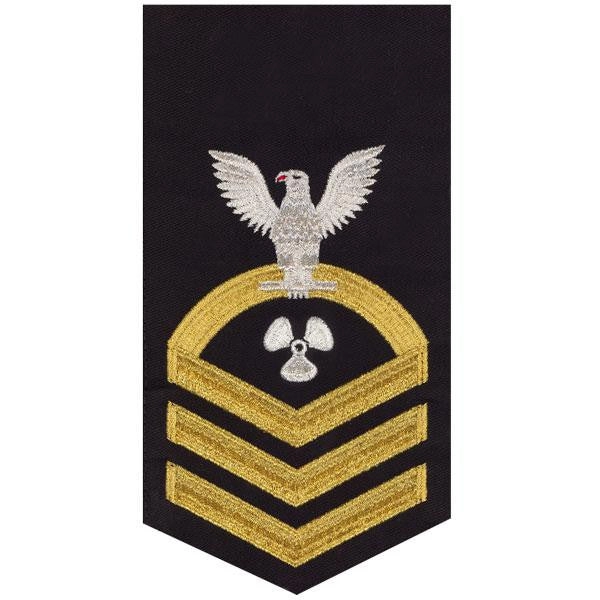 Picture of US Navy Rating Badges E7 Male Rating MachinistS Mate: Seaworthy Gold On Blue