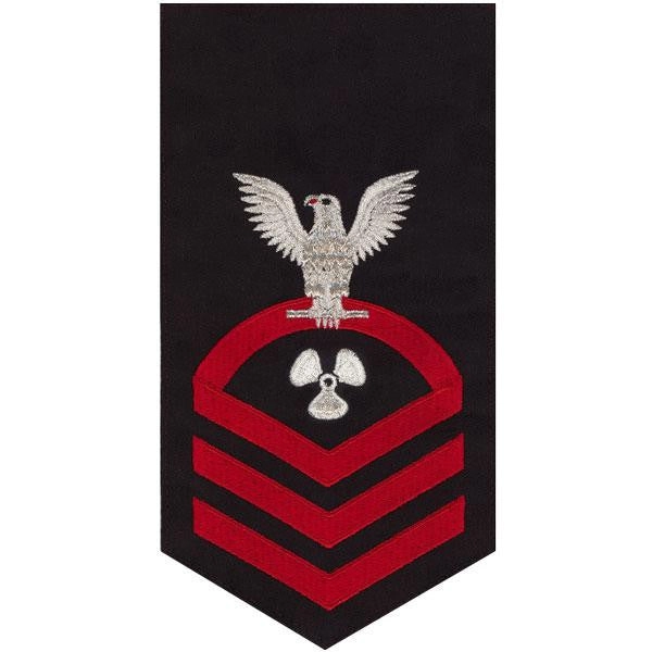 Picture of US Navy Rating Badges E7 Male Rating MachinistS Mate: Seaworthy Red On Blue