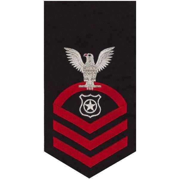 Picture of US Navy Rating Badges E7 Male Rating Master At Arms: Seaworthy Red On Blue