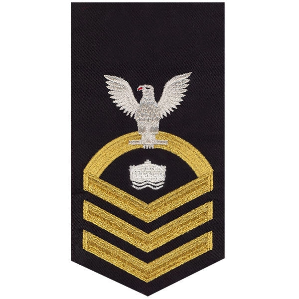 Picture of US Navy Rating Badges E7 Male Rating Mineman: Seaworthy Gold On Blue