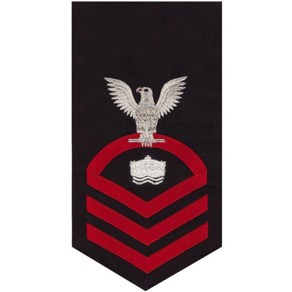 Picture of US Navy Rating Badges E7 Male Rating Mineman: Seaworthy Red On Blue