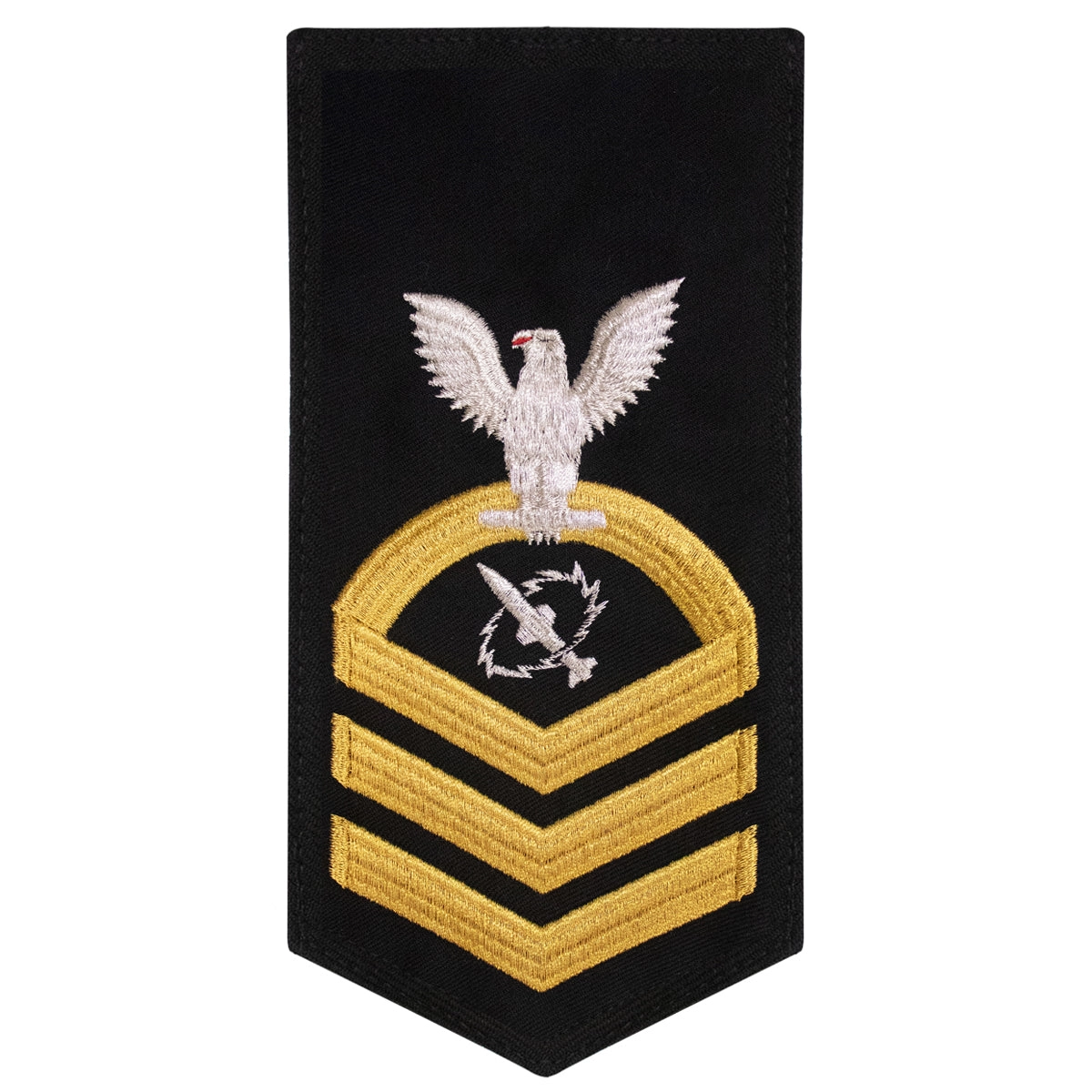 Picture of US Navy Rating Badges E7 Male Rating Missile Technician- Seaworthy Gold On Blue