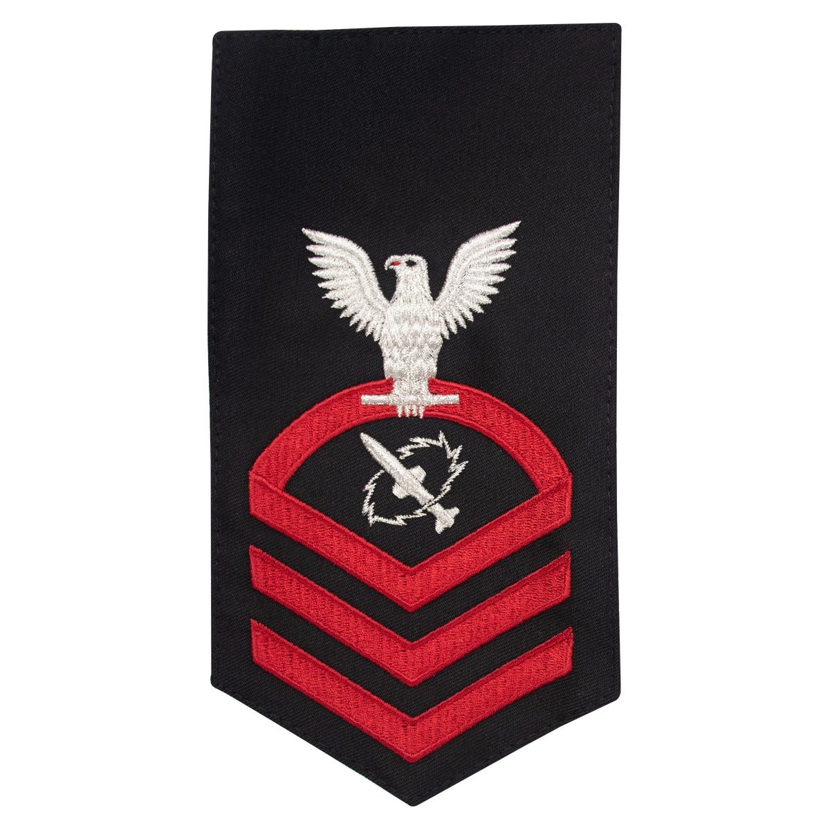 Picture of US Navy Rating Badges E7 Male Rating Missile Technician- Seaworthy Red On Blue
