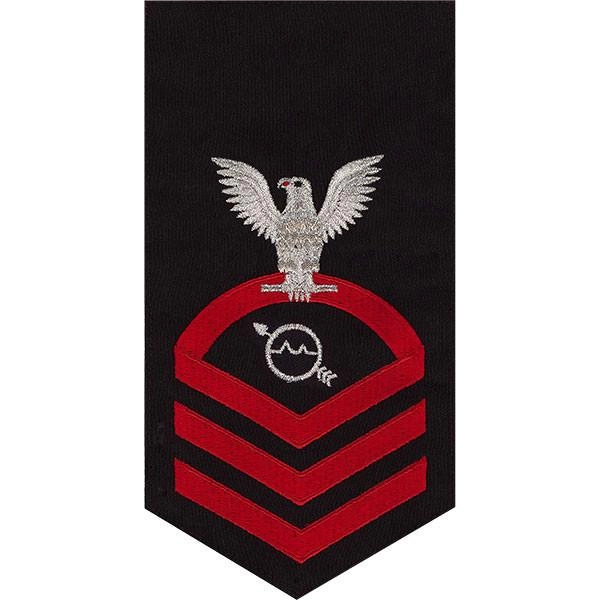 Picture of US Navy Rating Badges E7 Male Rating Operations Specialist: Seaworthy Red On Blue