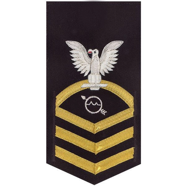 Picture of US Navy Rating Badges E7 Male Rating Operations Specialist: Vanchief On Blue