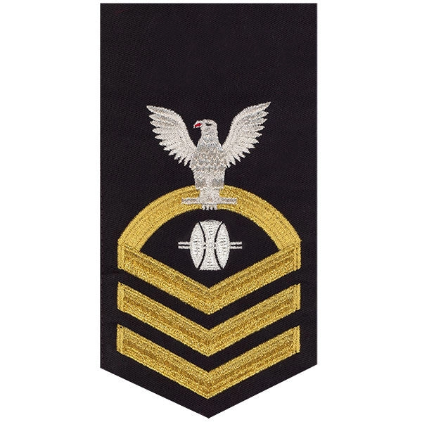 Picture of US Navy Rating Badges E7 Male Rating Opticalman: Seaworthy Gold On Blue
