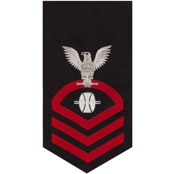Picture of US Navy Rating Badges E7 Male Rating Opticalman: Seaworthy Red On Blue