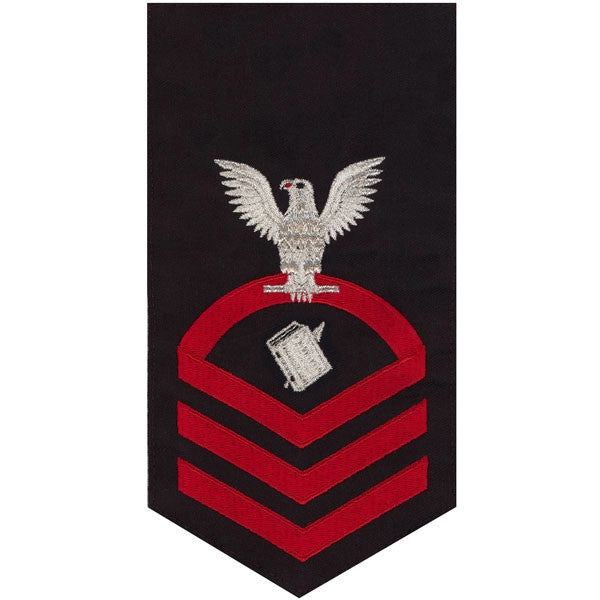 Picture of US Navy Rating Badges E7 Male Rating Personnelman: Seaworthy Red On Blue