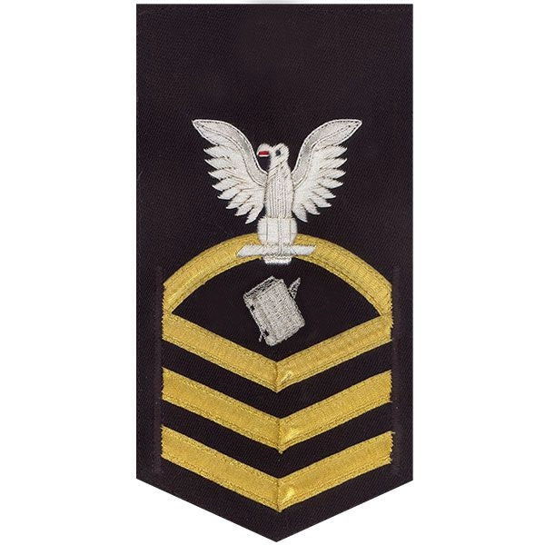 Picture of US Navy Rating Badges E7 Male Rating Personnelman: Vanchief On Blue