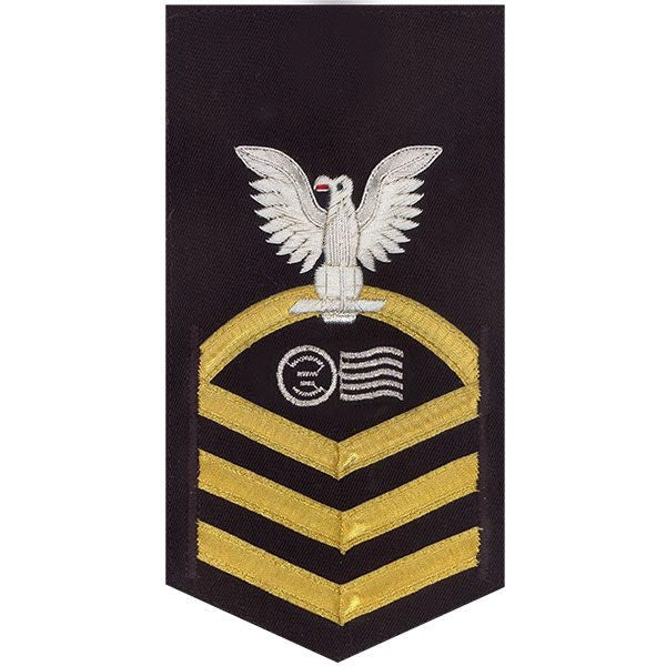 Picture of US Navy Rating Badges E7 Male Rating Postal Clerk: Vanchief On Blue