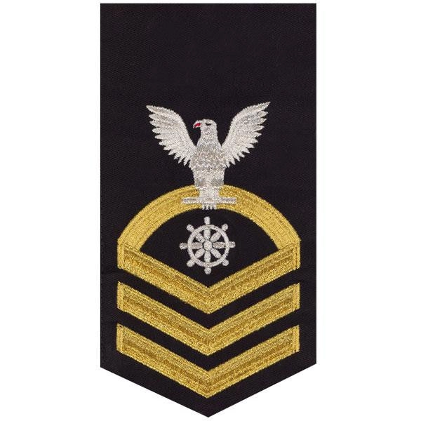 Picture of US Navy Rating Badges E7 Male Rating Quartermaster: Seaworthy Gold On Blue
