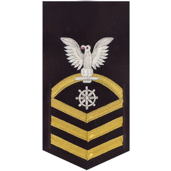 Picture of US Navy Rating Badges E7 Male Rating Quartermaster: Vanchief On Blue