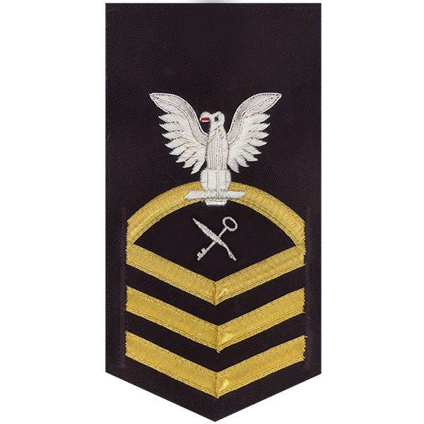 Picture of US Navy Rating Badges E7 Male Rating Retail Services Specialist: Vanchief On Blue