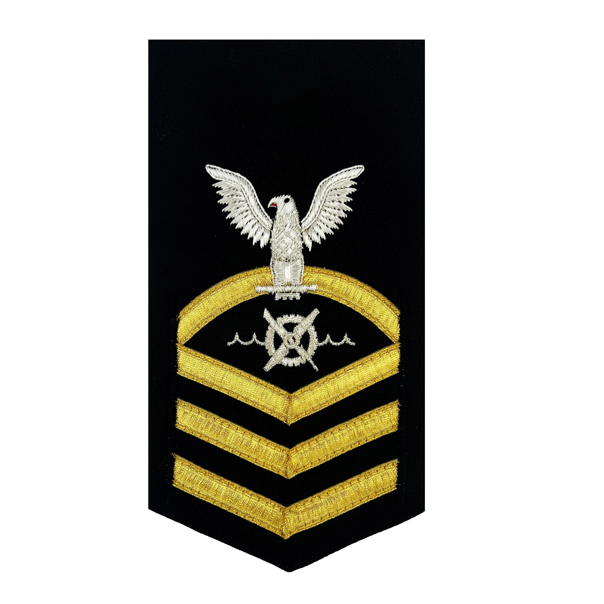 Picture of US Navy Rating Badges E7 Male Rating Robotics Warfare Specialist: Vanchief On Blue