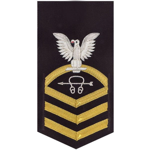 Picture of US Navy Rating Badges E7 Male Rating Sonar Technician: Vanchief On Blue