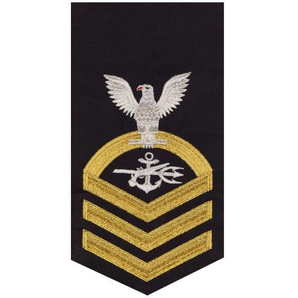 Picture of US Navy Rating Badges E7 Male Rating Special Warfare Operator: Seaworthy Gold On Blue