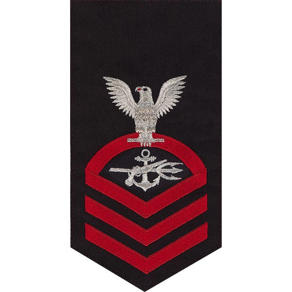 Picture of US Navy Rating Badges E7 Male Rating Special Warfare Operator: Seaworthy Red On Blue