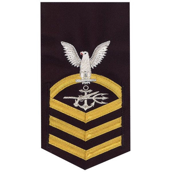 Picture of US Navy Rating Badges E7 Male Rating Special Warfare Operator: Vanchief On Blue