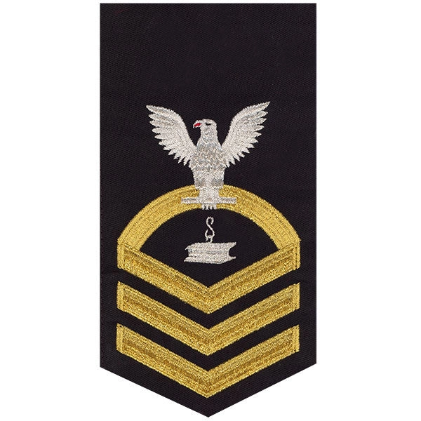 Picture of US Navy Rating Badges E7 Male Rating Steelworker: Seaworthy Gold On Blue