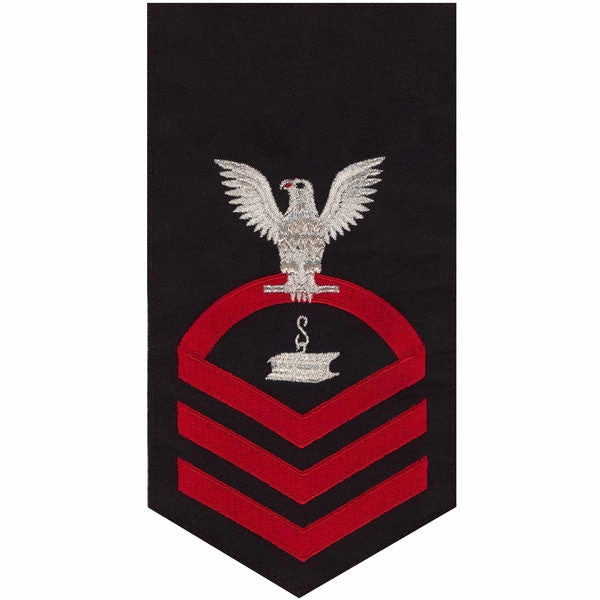 Picture of US Navy Rating Badges E7 Male Rating Steelworker: Seaworthy Red On Blue