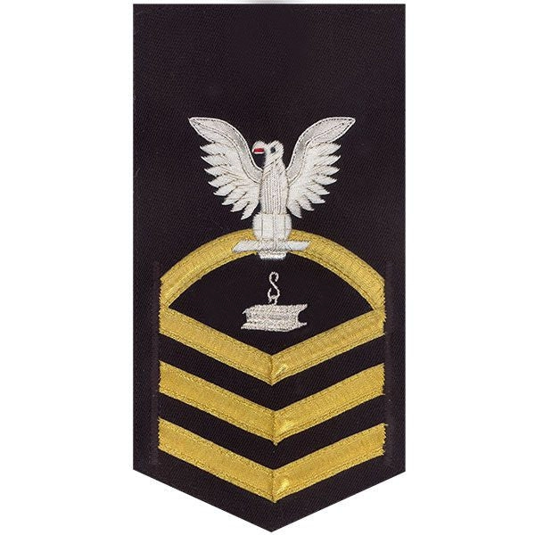 Picture of US Navy Rating Badges E7 Male Rating Steelworker: Vanchief On Blue